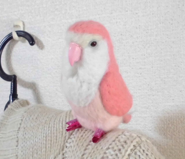 羊毛フェルト コザクラインコ ピンク (クリップから足へ変更作成可