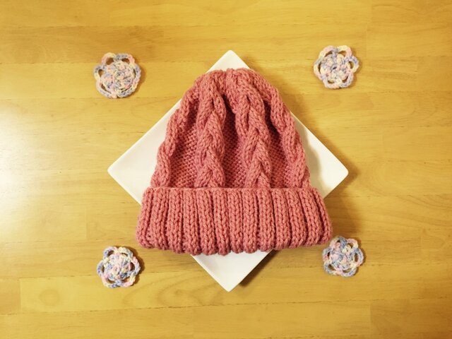 春色ニット帽 ピンク 男女兼用の画像1枚目