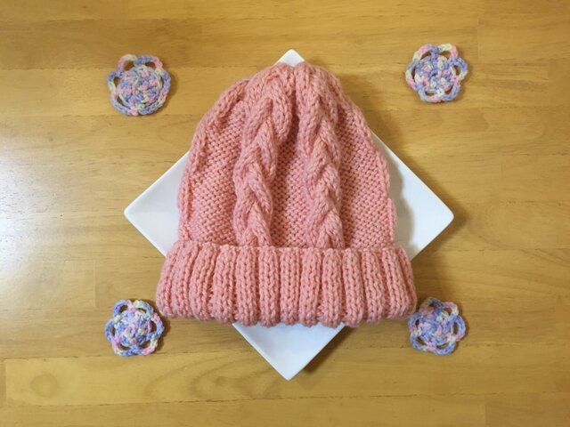 春色ニット帽 桜色 男女兼用の画像1枚目