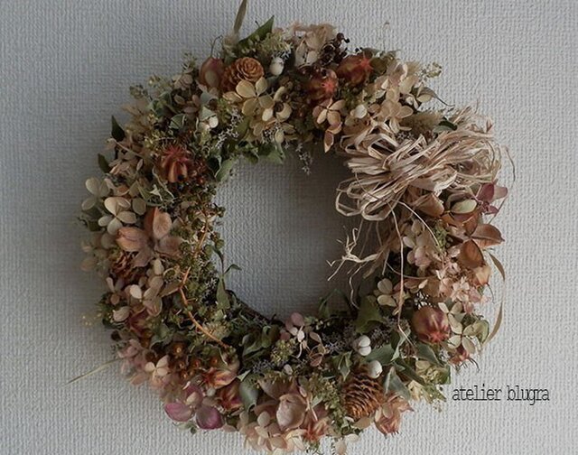 八ヶ岳〜みなずきと木の実のセピアWreath01の画像1枚目