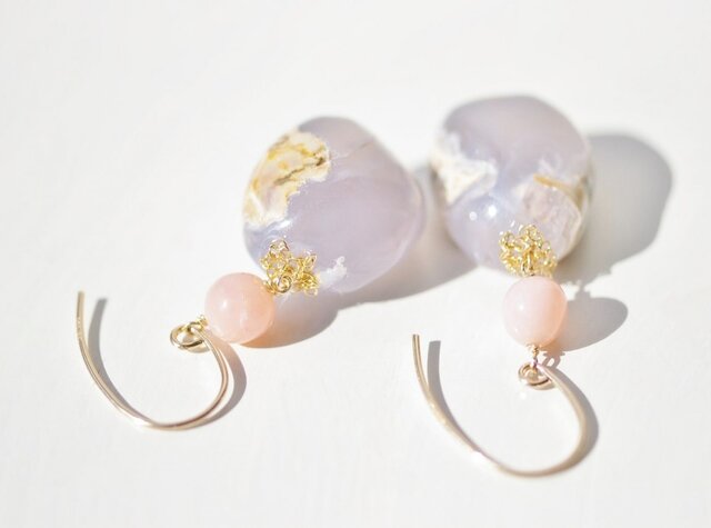 天然 Blue chalcedony×Pink opal*Pの画像1枚目