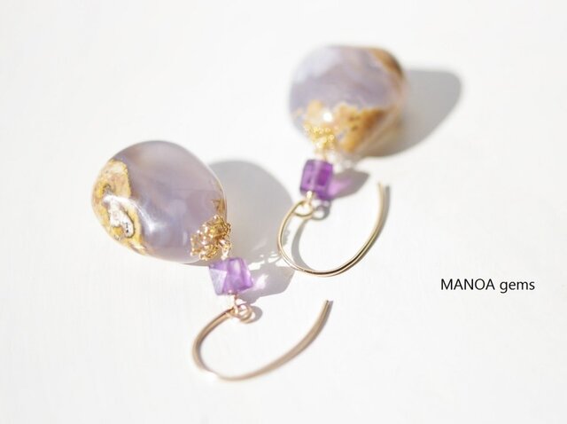 天然 Blue chalcedony×Amethyst*Pの画像1枚目