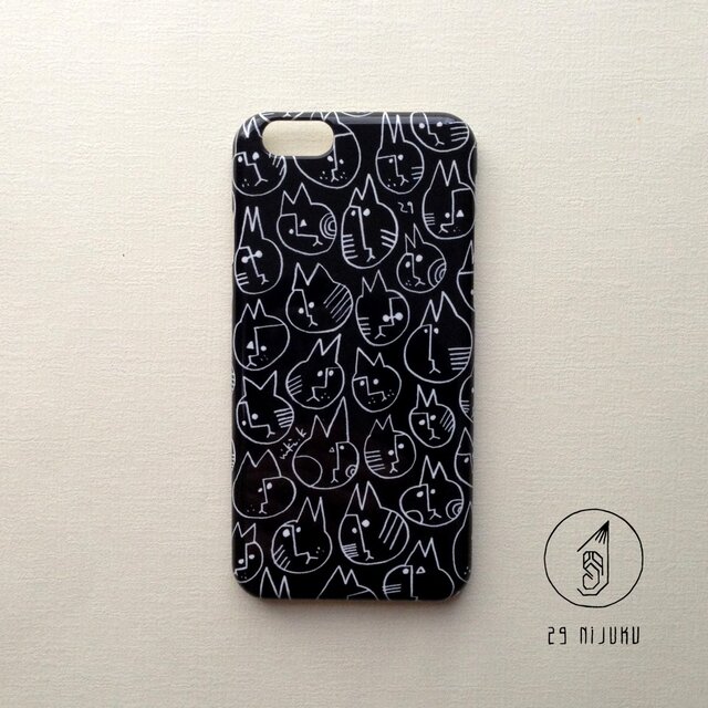 【受注制作】ツノネコ/クロ【iPhone6/6s case】の画像1枚目
