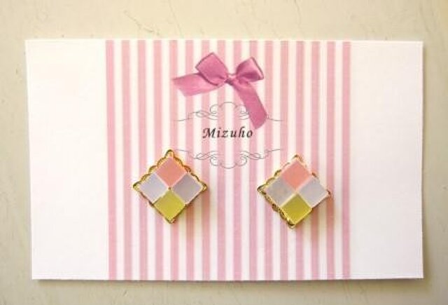 モザイクのしかくピアス 【受注制作】の画像1枚目