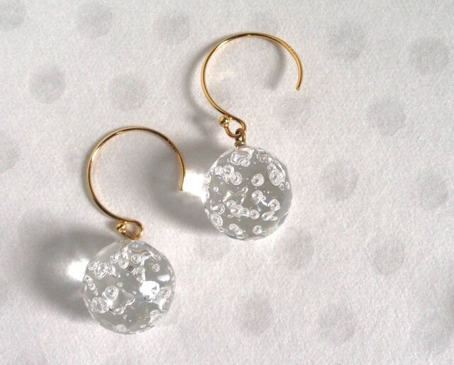 GLASS * awa 泡 ピアス(クリア) 【14KGF】size-Lの画像1枚目