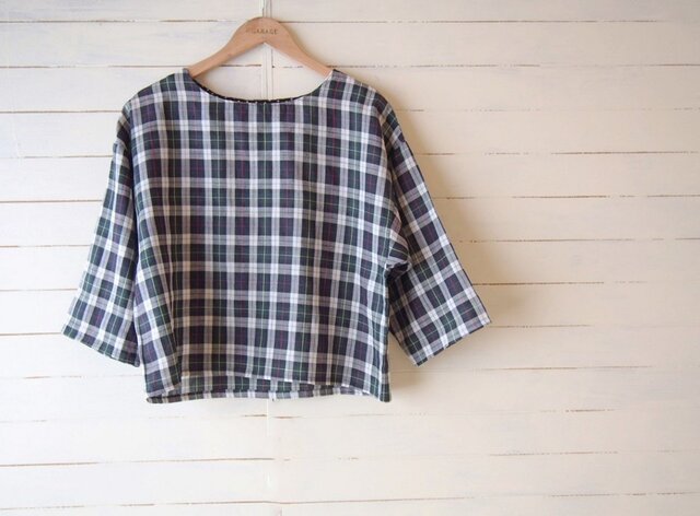 ラミーgreencheck ドロップショルダーブラウスBの画像1枚目