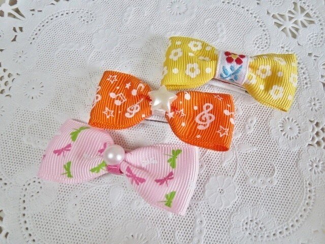 ●キッズ● クリップりぼんピン 3色セット♪の画像1枚目