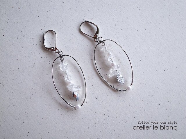 Pisces#1 クリスタル・タワー~クリスタルのフープピアス~の画像1枚目