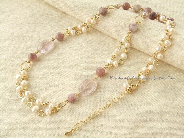 ジェイドとパールのネックレス(N1061)の画像1枚目