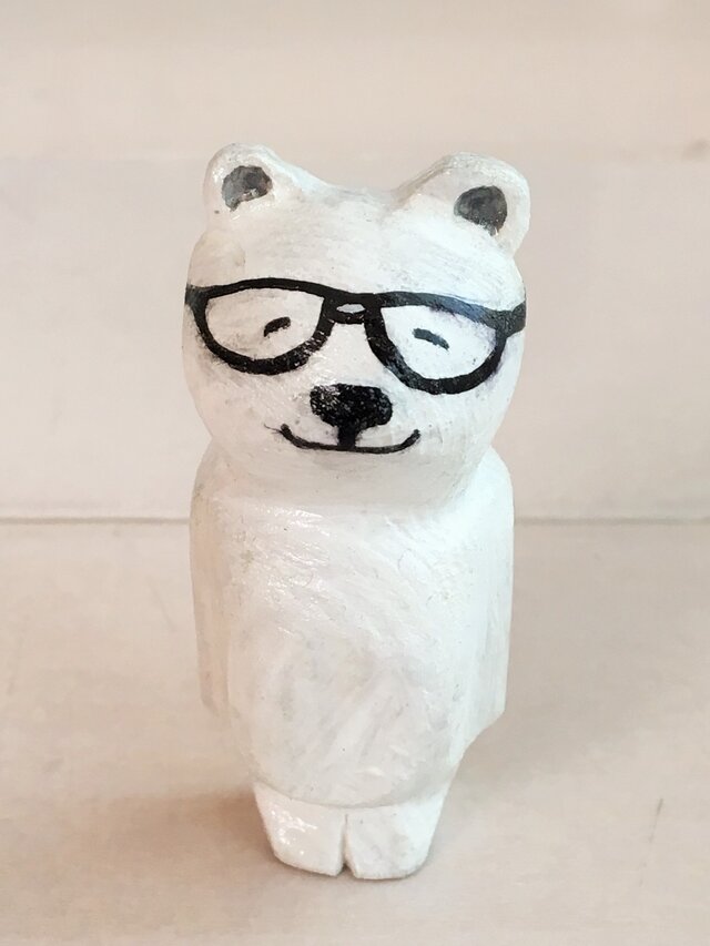 黒ぶちメガネの白くまマグネットの画像1枚目