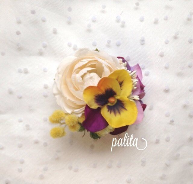 コサージュ creem rose pansy no.26の画像1枚目