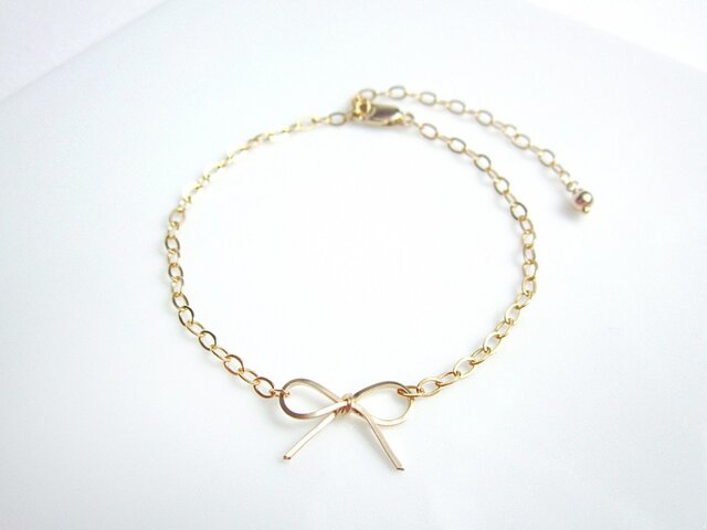 大人かわいいリボンブレスレット☆14KGF | iichi 日々の暮らしを