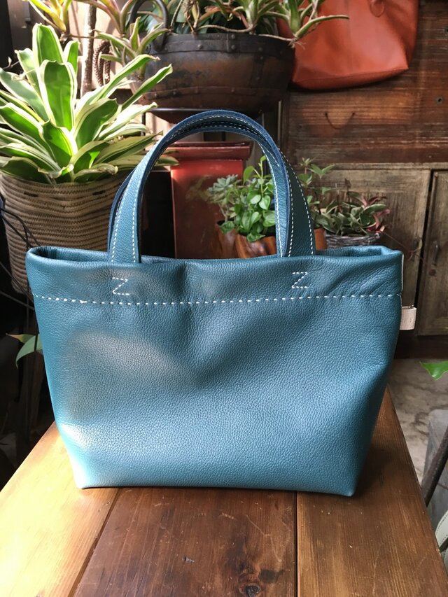 【受注生産】ミニトートバッグ(ターコイズブルー)の画像1枚目