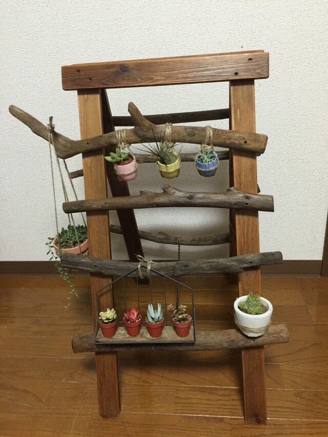 流木の脚立風ラック(ショップの商品を1万円以上お買い上げで折り鶴サービス中)の画像1枚目