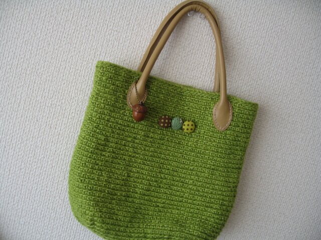 麻ひも手提げBag・ライムグリーンの画像1枚目