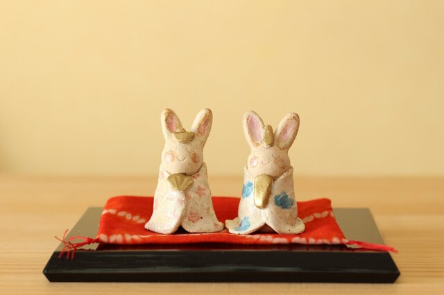 陶のうさぎのおひなさまの画像1枚目