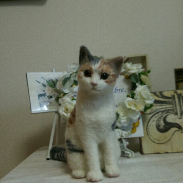 羊毛フェルト 猫 三毛猫 ハンドメイド - メルカリ