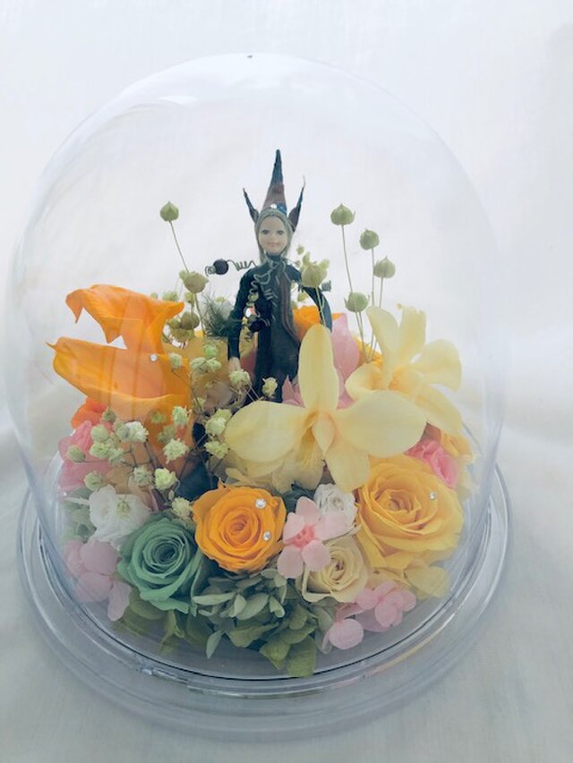 プリザーブドフラワーオルゴールアレンジ お花の妖精と星に願いをのメロディーと一緒に Iichi ハンドメイド クラフト作品 手仕事品の通販