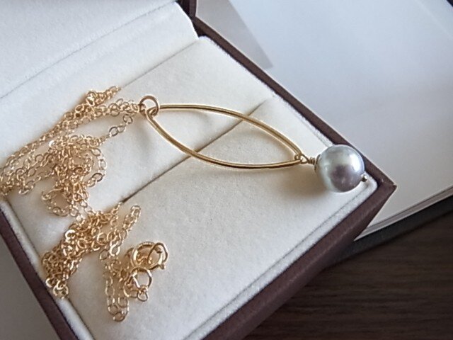 14KGFナチュラルグレイアコヤパールロングネックレス 75cm