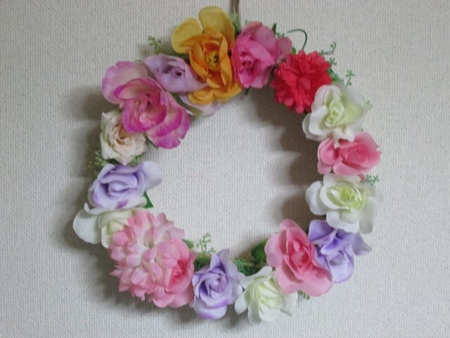 アーティフィシャルフラワー♥お花畑のリース♥の画像1枚目