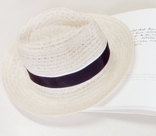 linen hat (navy)の画像1枚目