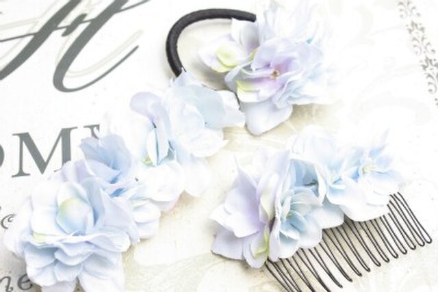 夏色紫陽花 あじさい の髪飾り ３点セット Iichi ハンドメイド クラフト作品 手仕事品の通販