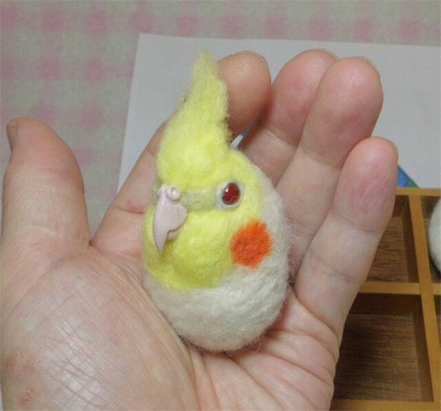 オカメインコ ルチノー 羊毛フェルト☆マグネット/ブローチどちらか