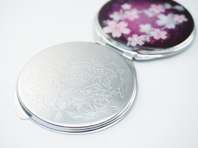 コンパクトミラー 鏡 丸ミラー 紅紫桜 銀箔 [M2] | iichi 日々の暮らし
