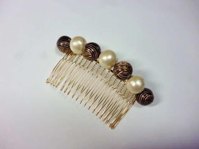 コットンパール+ヘアコームの画像1枚目