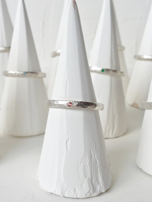 1月誕生石 K18WG Stone texture ringの画像1枚目