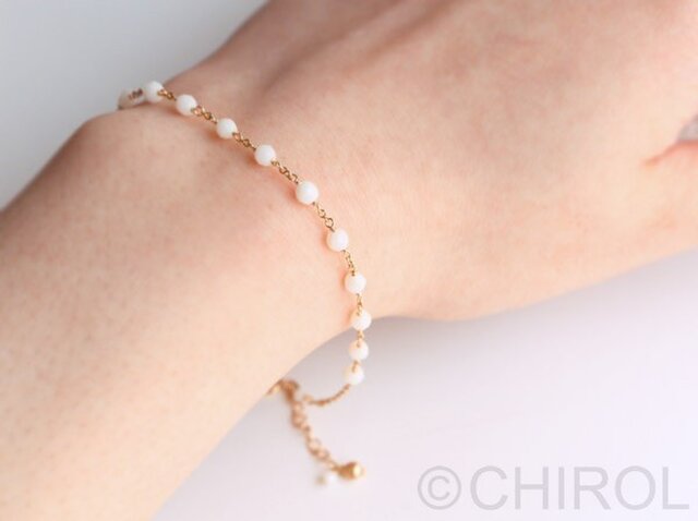 サンストーン 太めソロバンカット フルブレスレット 14kgf サン