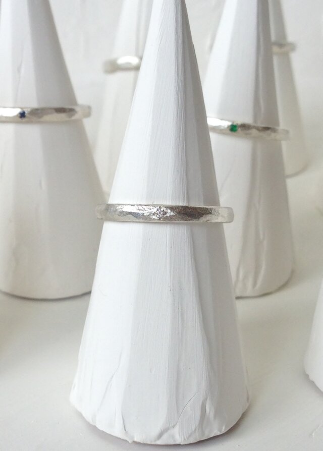 4月誕生石 K18WG Stone texture ringの画像1枚目
