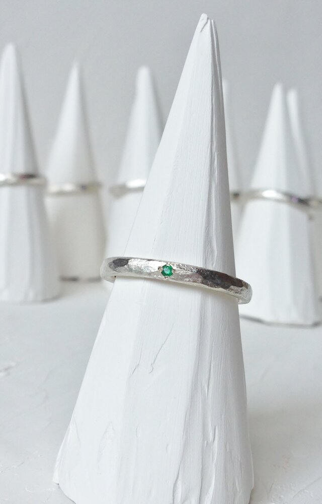 5月誕生石 K18WG Stone texture ringの画像1枚目