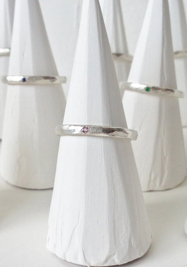 10月誕生石 K18WG Stone texture ringの画像1枚目