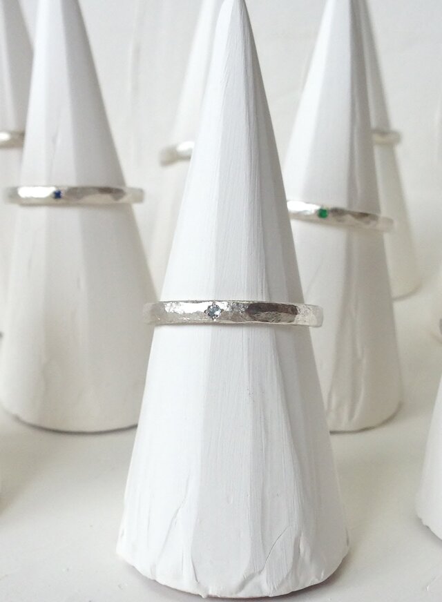 11月誕生石 K18WG Stone texture ringの画像1枚目