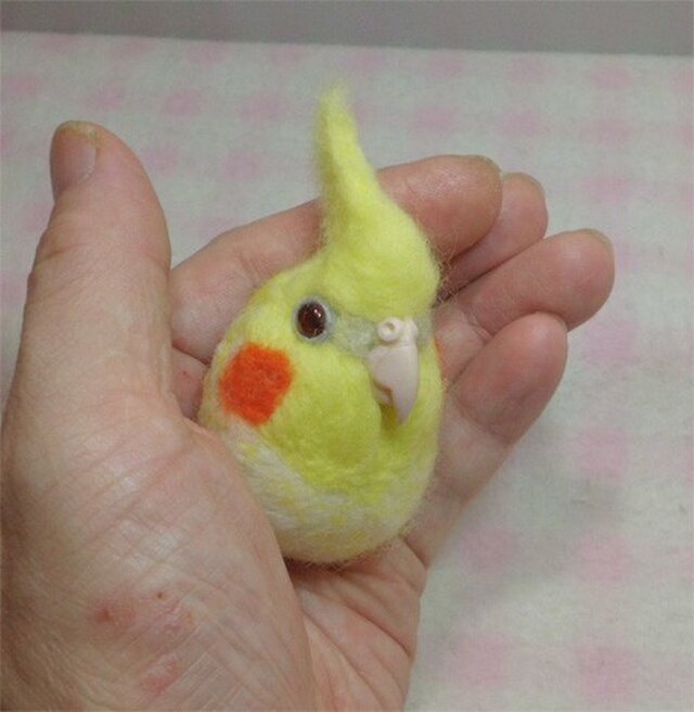 オカメインコ ルチノーパール 羊毛フェルト☆マグネット/ブローチどちらか選択　受注作成　羊毛インコ　工房小鳥屋さん