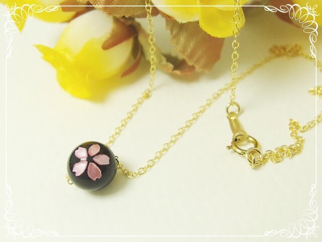*感謝価格*K14GF**N74*高品質オニキスAAA☆桜ネックレスの画像1枚目