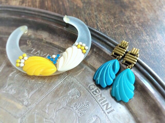 シェルモチーフ ピアス ヴィンテージ vintage <SHL/TQ>の画像1枚目