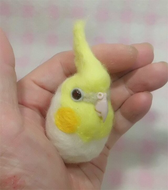 オカメインコ ＰＦルチノー 羊毛フェルト☆マグネット/ブローチどちら