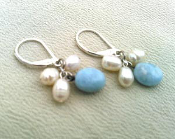 【sold out】海の石ラリマーが爽やかなピアス♪の画像1枚目