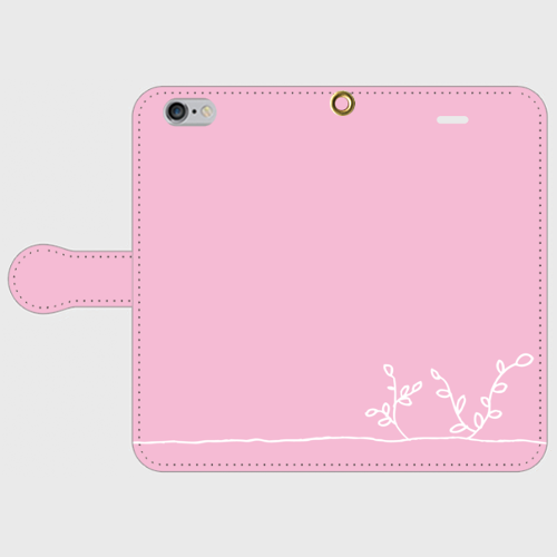 【送料無料】手帳型スマホケース 芽吹き ピンクの画像1枚目