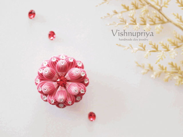 【再販】西洋小菊帯留め*インディアンピンク*の画像1枚目