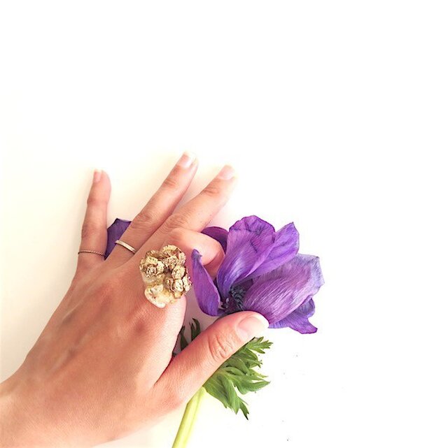 シトリン×ヒノキの実 リング citrine× hinoki cone scale ringの画像1枚目