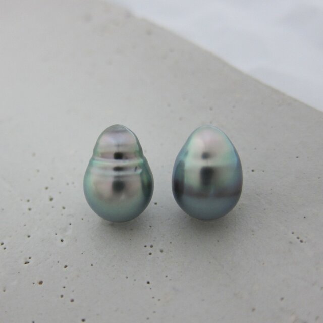 k様お取り置き☆ 黒蝶真珠バロック8mm 無穴ルース2Pセット 08-01B2片穴開け加工の画像1枚目