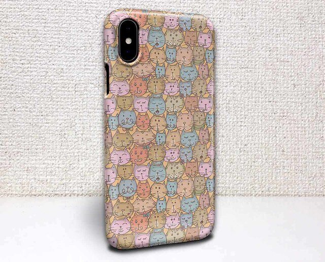 iphone ハードケース iPhoneX iphone8 iphone8 plus 猫 猫の顔がいっぱい シンプルなイラストの画像1枚目