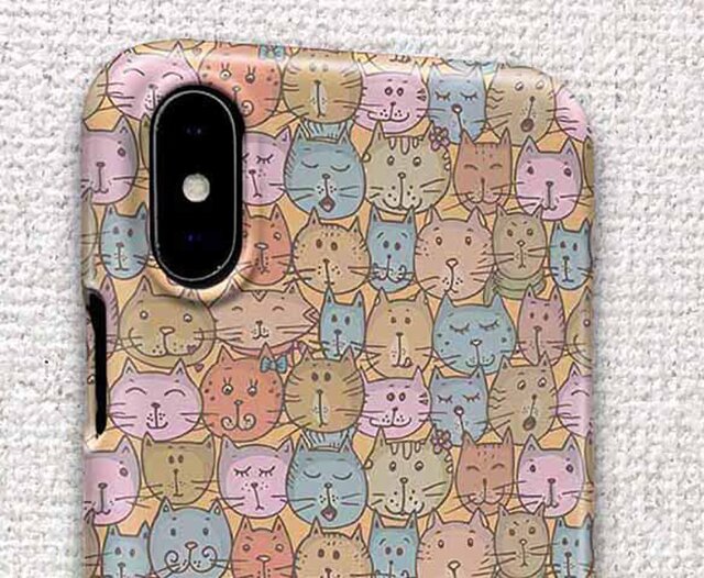 Iphone ハードケース Iphonex Iphone8 Iphone8 Plus 猫 猫の顔がいっぱい シンプルなイラスト Iichi ハンドメイド クラフト作品 手仕事品の通販