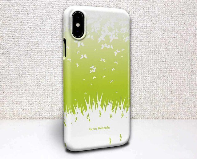 iphone ハードケース iPhoneX iphone8 iphone8 plus iphone7 蝶 グリーン・バタフライの画像1枚目