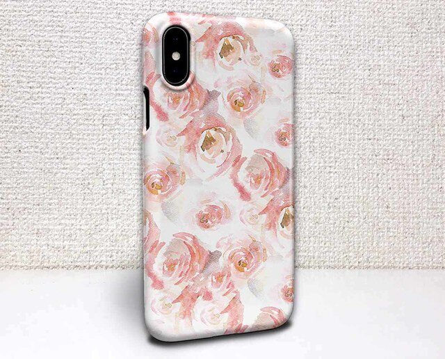 iphone ハードケース iPhoneX iphone8 iphone8 plus 花柄 ウォーターカラーのバラの画像1枚目