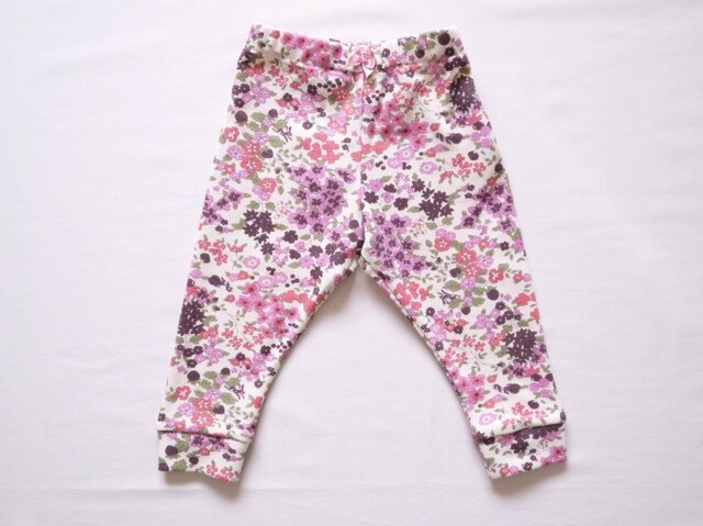カラフルな花柄ニットのスパッツ (80cm)の画像1枚目