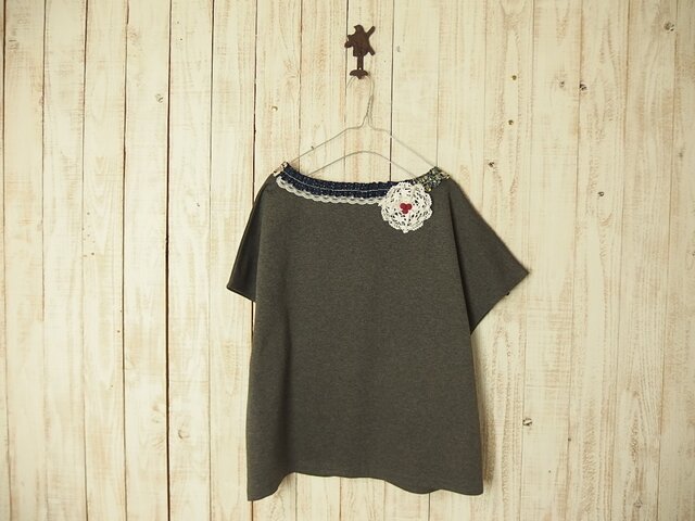 コラージュTシャツ/チャコール6-3の画像1枚目
